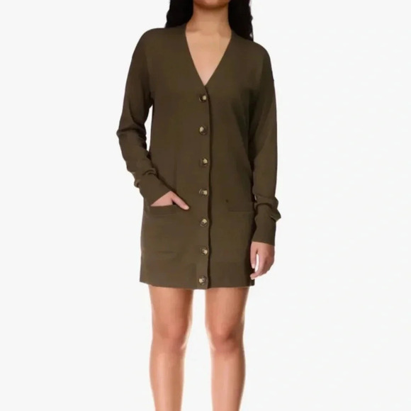 NWT Sanctuary Women’s Mini Dress/Long Cardigan Sweater (Olive Green) - Picture 1 of 9